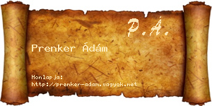 Prenker Ádám névjegykártya